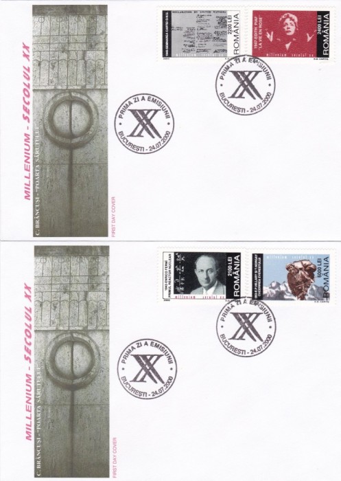 ROMANIA 2000 LP 1521 MILLENIUM - SECOLUL XX -(II) FDC ROMANIA 2000 LP 1521 MILLENIUM - SECOLUL XX -(II) FDC