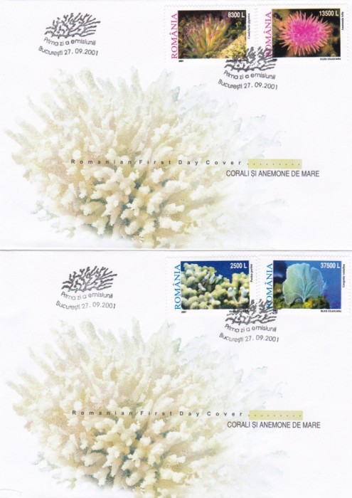 ROMANIA 2001 LP 1570 CORALI SI ANEMONE DE MARE FDC foto mare ROMANIA 2001 LP 1570 CORALI SI ANEMONE DE MARE FDC foto mare