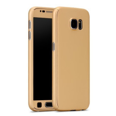 Husa Plastic, 360 Full Protective Sticla, Auriu, Samsung Galaxy S7 foto