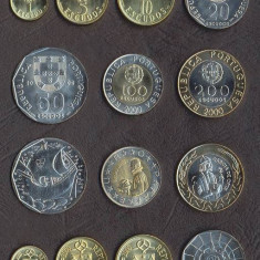 PORTUGALIA █ SET COMPLET MONEDE █ 1+5+10+20+50+100+200 Escudos █ 2000 █ UNC