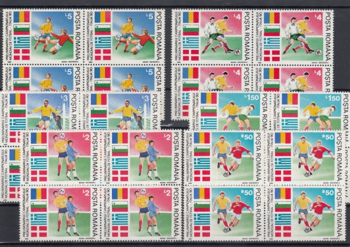 ROMANIA 1990 LP 1234 PRELIMINARIILE C.M. FOTBAL ITALIA BLOCURI 4 TIMBRE MNH ROMANIA 1990 LP 1234 PRELIMINARIILE C.M. FOTBAL ITALIA BLOCURI 4 TIMBRE MNH