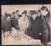 NICOLAE CEAUSESCU IN VIZITA LA EXPOZITIA DE MATERIALE DE CONSTRUCTII A DGCM BUCURESTI 22,5/17 CM., Alb-Negru, Romania de la 1950, Portrete