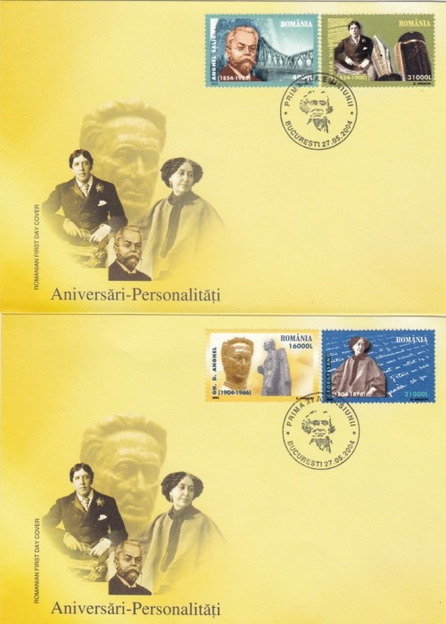 ROMANIA 2004 LP 1643 ANIVERSARI - PERSONALITATI FDC foto mare ROMANIA 2004 LP 1643 ANIVERSARI - PERSONALITATI FDC foto mare