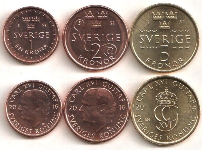 SUEDIA █ SET COMPLET MONEDE █ 1+2+5 Kronor █ 2016 █ UNC SUEDIA █ SET COMPLET MONEDE █ 1+2+5 Kronor █ 2016 █ UNC