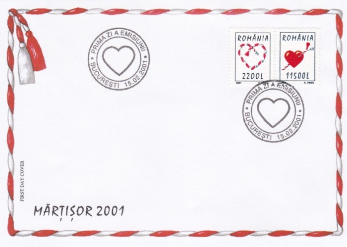 ROMANIA 2001 LP 1542 MARTISOR FDC ROMANIA 2001 LP 1542 MARTISOR FDC