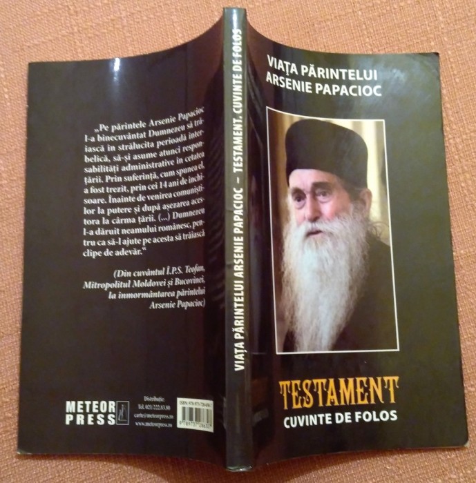 Viata Parintelui Arsenie Papacioc - Testament. Cuvinte de folos foto mare Viata Parintelui Arsenie Papacioc - Testament. Cuvinte de folos foto mare