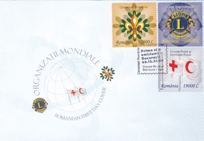ROMANIA 2004 LP 1668 ORGANIZATII MONDIALE FDC ROMANIA 2004 LP 1668 ORGANIZATII MONDIALE FDC