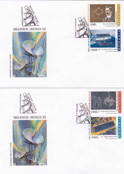 ROMANIA 2001 LP 1569 MILENIUM SECOLUL XX (II) FDC ROMANIA 2001 LP 1569 MILENIUM SECOLUL XX (II) FDC