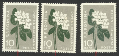 VARIETATI--ROMANIA FLORA CARPATINA -TIPAR DEPLASAT -3 POZITII -MNH foto