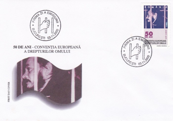ROMANIA 2000 LP 1529 CONFERINTA DREPTURILE OMULUI FDC ROMANIA 2000 LP 1529 CONFERINTA DREPTURILE OMULUI FDC