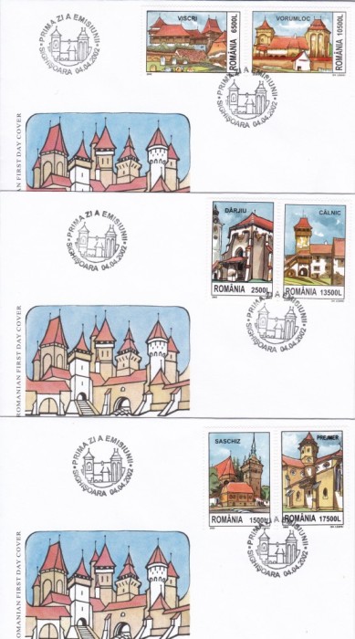 ROMANIA 2002 LP 1582 CETATI SASESTI TARANESTI DIN TRANSILVANIA FDC ROMANIA 2002 LP 1582 CETATI SASESTI TARANESTI DIN TRANSILVANIA FDC