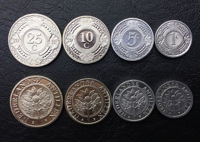 ANTILELE OLANDEZE █ SET DE MONEDE █ 1+5+10+25 Cents █ 2005-2010 █ UNC foto