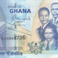 Bancnota Ghana 5 Cedis 2014 - P38e UNC