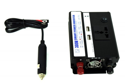Invertor premium 300W 24V-220V cu o priza si 2 porturi USB foto