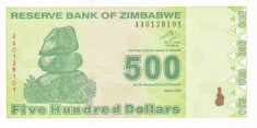 Bancnota Zimbabwe 500 Dolari 2009 - P98 UNC foto