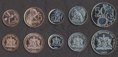 TRINIDAD SI TOBAGO ? SET COMPLET DE MONEDE ? 1+5+10+25+50 Cents ? 2003-2005 UNC foto