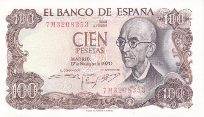 Bancnota Spania 100 Pesetas 1970 - P152 UNC foto