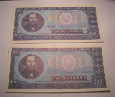 100 lei 1966 UNC Serii Consecutive foto