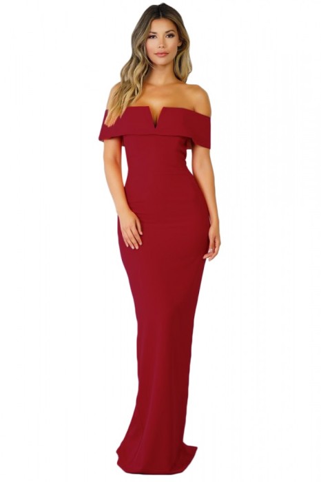 L590-81 Rochie eleganta de seara cu umerii goi si crapatura la spate foto mare L590-81 Rochie eleganta de seara cu umerii goi si crapatura la spate foto mare