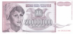 Bancnota Iugoslavia 500.000.000 Dinari 1993 - P125 UNC foto