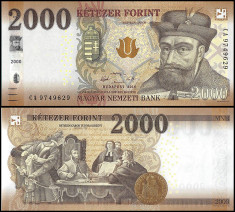Bancnota Ungaria 2.000 Forinti 2016 (2017) - P204a UNC foto