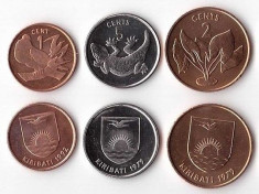 KIRIBATI ? SET DE MONEDE ? 1+2+5 Cents ? 1979-1992 ? UNC foto