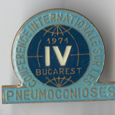 Medicina - PNEUMOLOGIE - Bucuresti 1971 - Insigna email SUPERBA