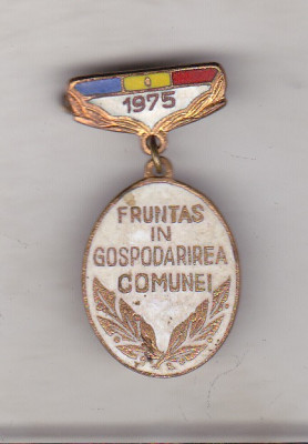 bnk ins Insigna Fruntas in gospodarirea comunei 1975 foto