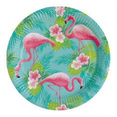 8 Farfurii Party 23cm Summer Flamingo Paradise foto