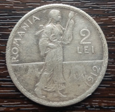 (A331) MONEDA DIN ARGINT ROMANIA - 2 LEI 1912, CAROL I foto