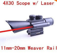 Luneta 4x30 cu laser rosu M7 LS4x30 sina Ris 11 sau 20 mm airsoft vanatoare foto