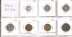 Italia Set 7H - 1, 2, 5, 10, 20, 20, 100 Lire 1954/86 foto