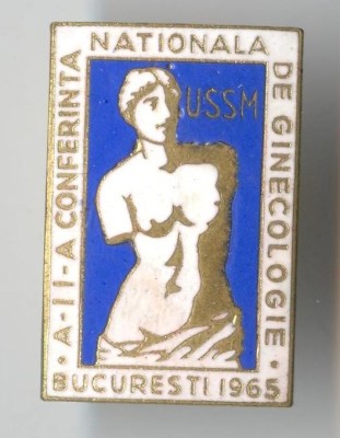 A 2a Conferinta Nationala de GINECOLOGIE 1965 - Insigna medicina, Rara &amp;amp; SUPERBA foto