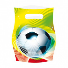 6 Pungi plastic Fotbal Soccer Party 16x23cm foto