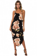 V691-119 Rochie midi eleganta cu print floral si volanas foto