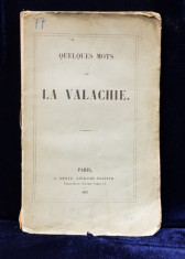 QUELQUES MOTS SUR LA VALACHIE - PARIS 1857 foto