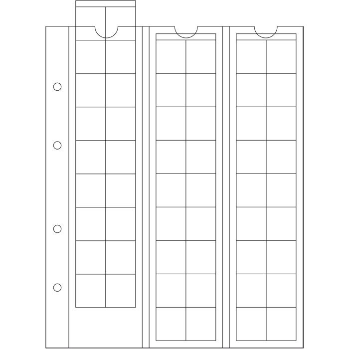 File PVC de rezerva OPTIMA pentru 54 monede de dim. 20 mm - 5 buc. in packet