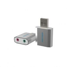 USB Card Adaptor Sunet 3.5mm Audio Aux Mic Culoare Argint foto