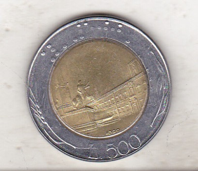 bnk mnd Italia 500 lire 1988 bimetal - eroare de batere foto