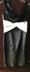 Rochie de ocazie scurta, cu bolero, culoare negru/alb foto