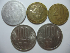 Romania (8): 5 Lei 1978, 20 Lei 1992, 1993, 100 Lei 1993, 1994 foto