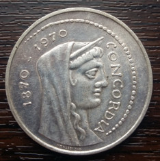 (A328) MONEDA DIN ARGINT ITALIA - 1000 LIRE 1970, CONCORDIA,100 DE ANI REPUBLICA foto