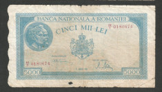 ROMANIA 5000 5.000 LEI 21 AUGUST 1945 [44] Fil Vertical , starea din imagine foto