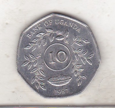 bnk mnd Uganda 10 shillingi 1987 foto
