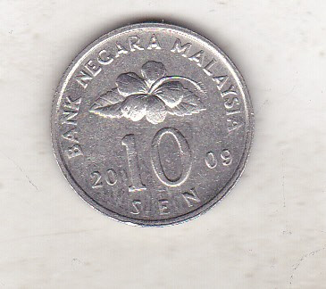 bnk mnd Malaezia Malaysia 10 sen 2009