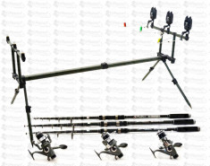 Kit Crap 3 Lansete Tele 3,6m CARBON 3 mulin KDL50 LONG CAST Si Rod Pod Full foto