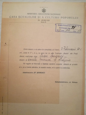 Adresă 1939 MEN conferința Ion Dongorozi - Strajeria foto