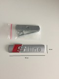 Emblema S-Line Audi Grila Radiator, Gri Mat, Metal, 90mm x 19mm, Prindere Suruburi