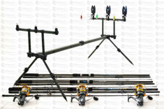 Kit Crap 3 lansete 3,6m NEXT ,3 mulinete KT5000A cu 9 rulm si rod pod full foto