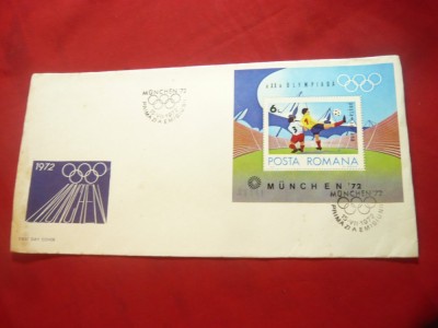Plic FDC - Preolimpiada Munchen 1972 Romania Colita foto